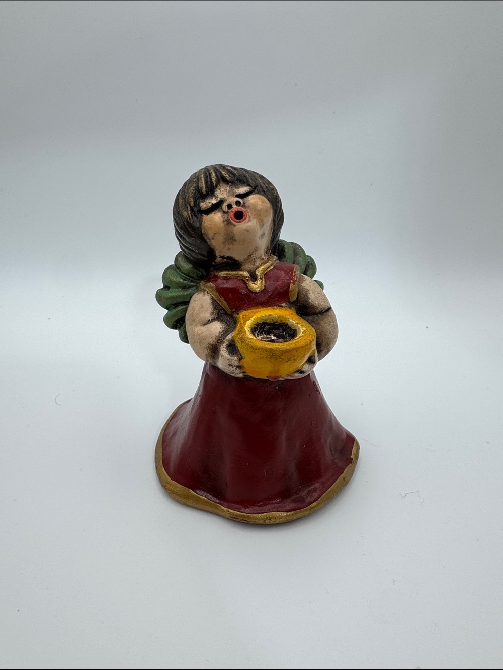 Singing Angel Ceramic Candle Holder Bozner Thun Italy 1950s Figurine